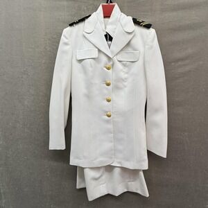 Vintage US Navy Service Dress White Uniform Womens 14 Jacket Shirt Skirt Set 60s